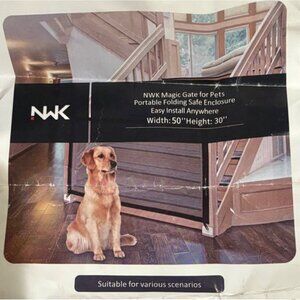 NWK Magic Pet Gate For Stairs & Doors 50"‎ X 30" Portable Folding Safe Enclosure